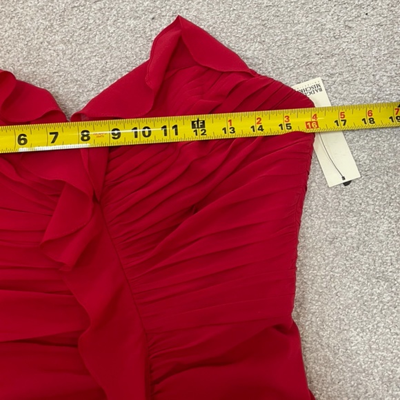 Badgley Mischka Strapless Red Silk Ruched Sides Formal Prom Gown NWT 8 - Picture 6 of 14